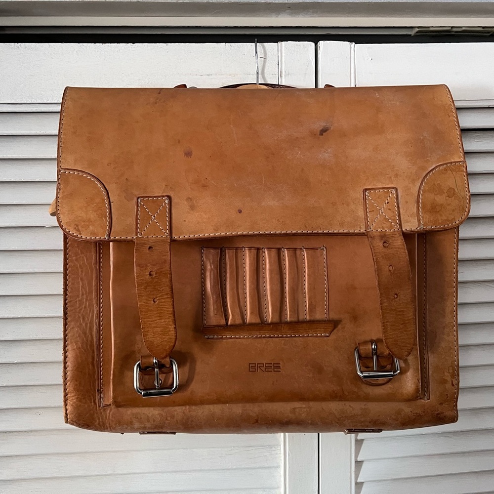 BREE letter carrier briefcase vegetable tanned